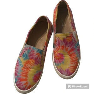 Tie Dye Slip on Sneakers Tennis Shoes 8 Pink Purple Yellow White Rubber Sole